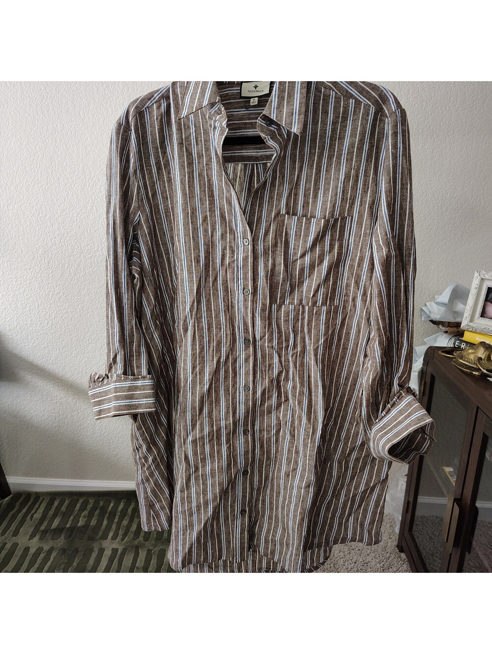 Nwot Tuckernuck Summer Stripe Linen Carlotta Shirt Dress Small